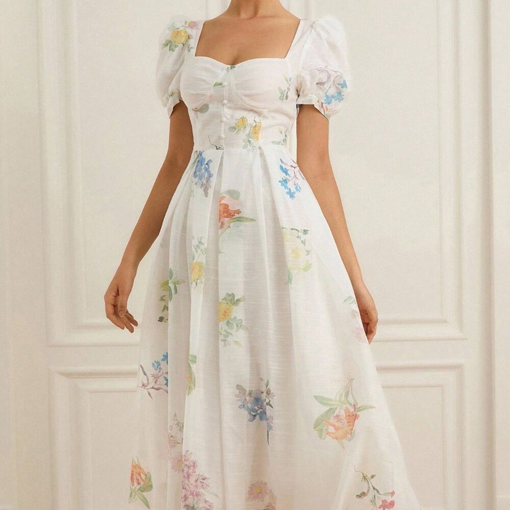 Multicolor Elegant Women's Sleeveless Ruffle Trim Dress